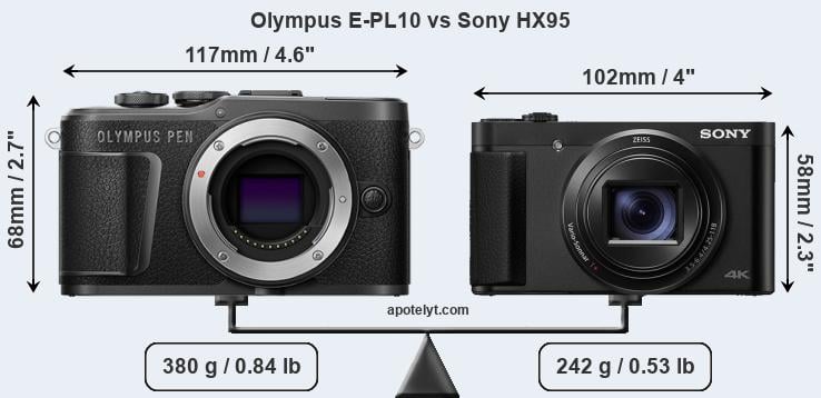 Size Olympus E-PL10 vs Sony HX95