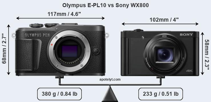 Size Olympus E-PL10 vs Sony WX800