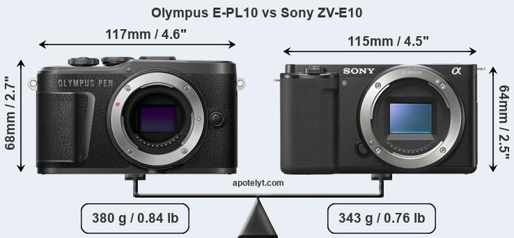 Size Olympus E-PL10 vs Sony ZV-E10