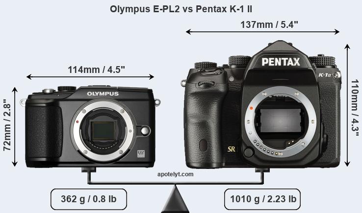 Size Olympus E-PL2 vs Pentax K-1 II