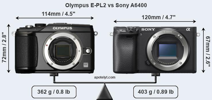 Size Olympus E-PL2 vs Sony A6400