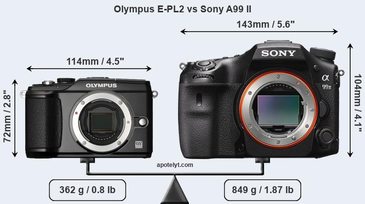 Size Olympus E-PL2 vs Sony A99 II