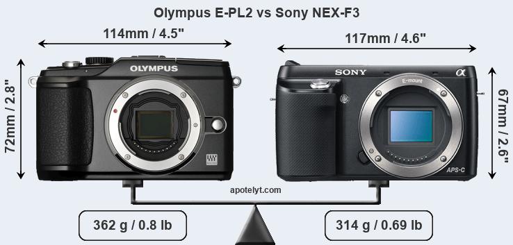 Size Olympus E-PL2 vs Sony NEX-F3