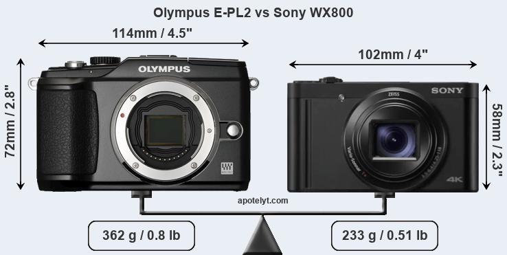 Size Olympus E-PL2 vs Sony WX800