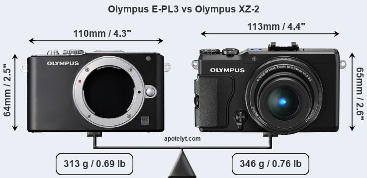 Size Olympus E-PL3 vs Olympus XZ-2