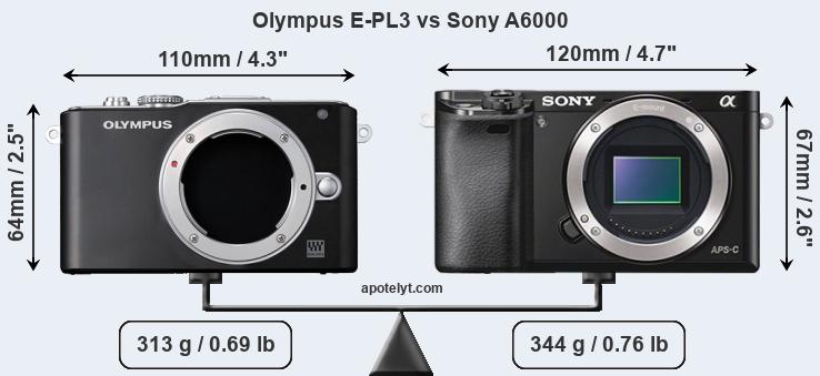 Size Olympus E-PL3 vs Sony A6000