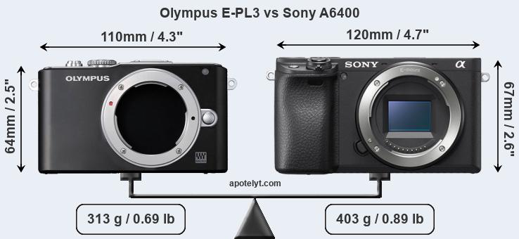 Size Olympus E-PL3 vs Sony A6400