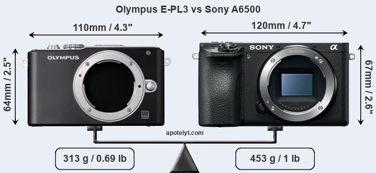 Size Olympus E-PL3 vs Sony A6500