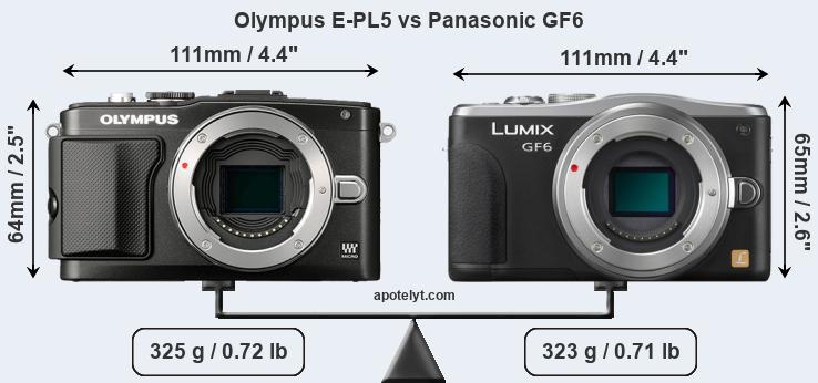 Size Olympus E-PL5 vs Panasonic GF6