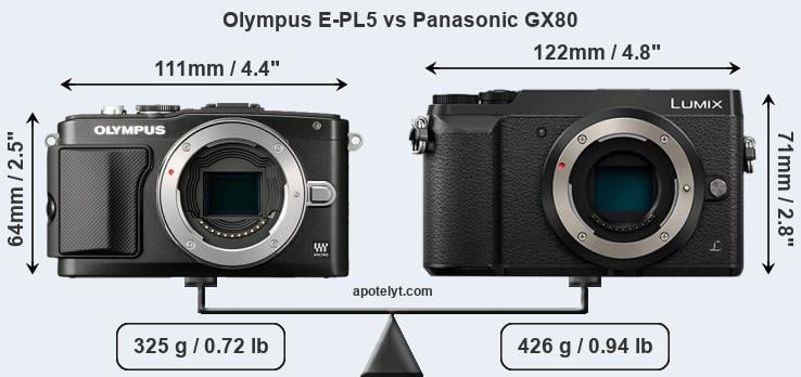 Size Olympus E-PL5 vs Panasonic GX80