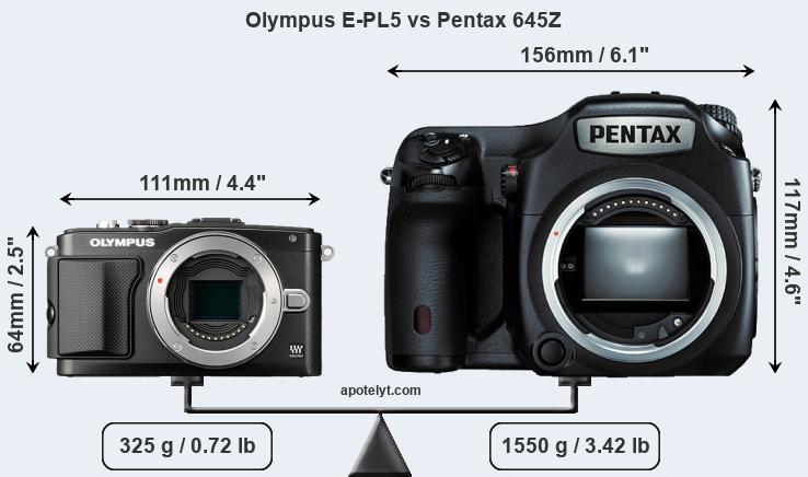 Size Olympus E-PL5 vs Pentax 645Z