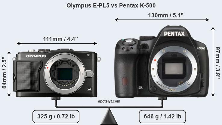 Size Olympus E-PL5 vs Pentax K-500