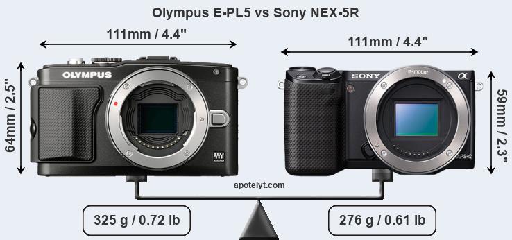 Size Olympus E-PL5 vs Sony NEX-5R