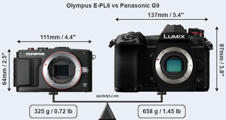 Size Olympus E-PL6 vs Panasonic G9