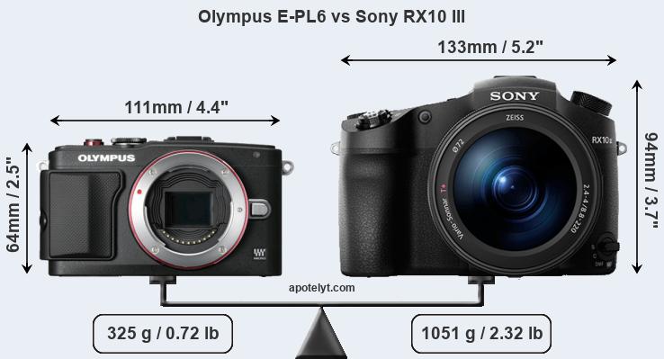 Size Olympus E-PL6 vs Sony RX10 III