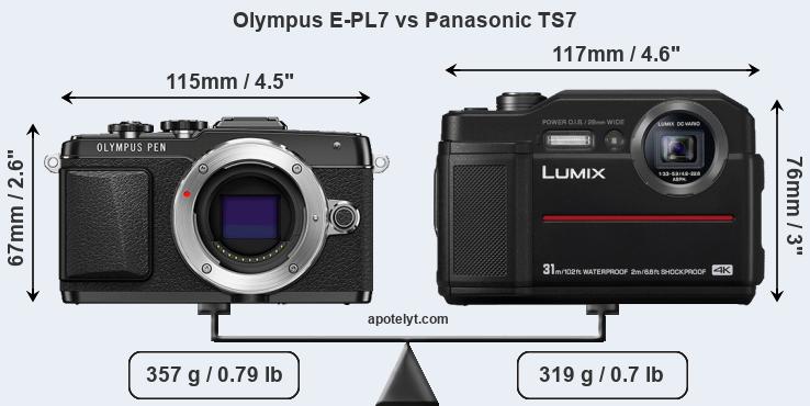 Size Olympus E-PL7 vs Panasonic TS7