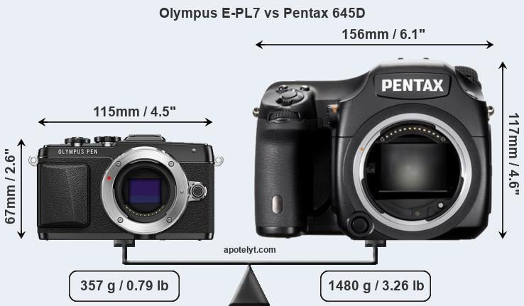 Size Olympus E-PL7 vs Pentax 645D