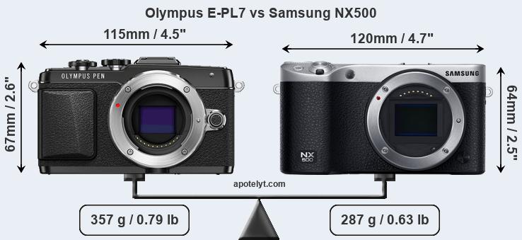 Size Olympus E-PL7 vs Samsung NX500