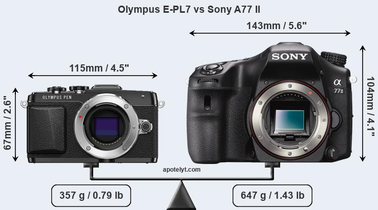 Size Olympus E-PL7 vs Sony A77 II