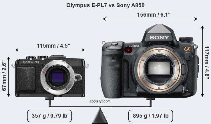 Size Olympus E-PL7 vs Sony A850