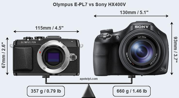 Size Olympus E-PL7 vs Sony HX400V