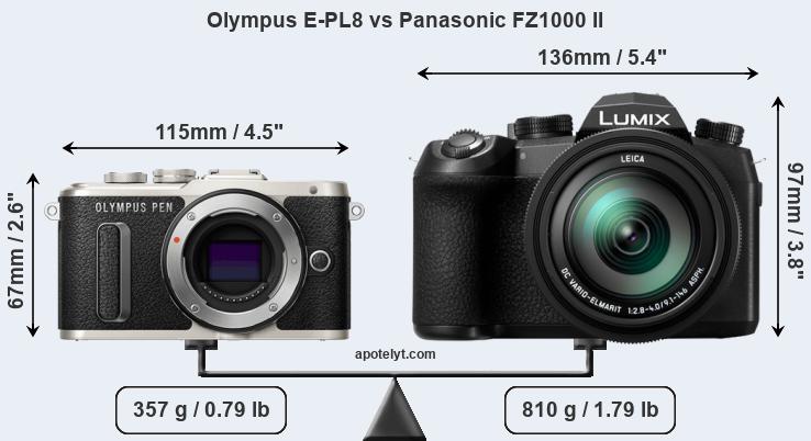 Size Olympus E-PL8 vs Panasonic FZ1000 II