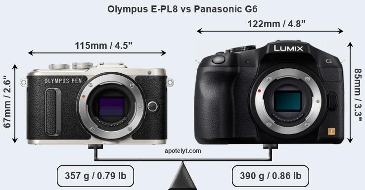 Size Olympus E-PL8 vs Panasonic G6