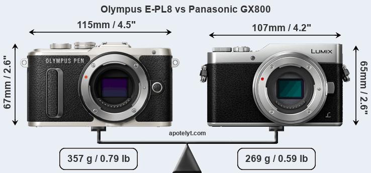 Size Olympus E-PL8 vs Panasonic GX800
