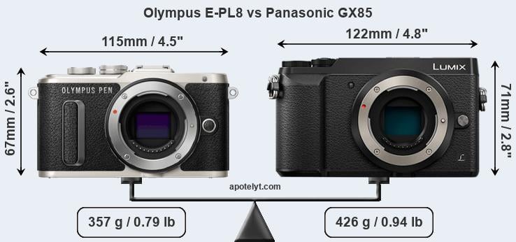Size Olympus E-PL8 vs Panasonic GX85