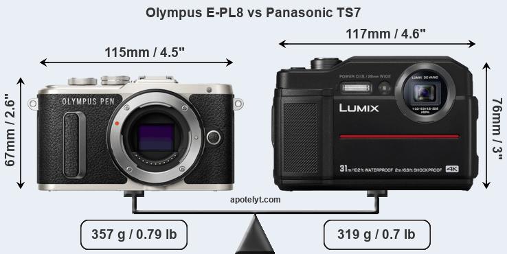 Size Olympus E-PL8 vs Panasonic TS7