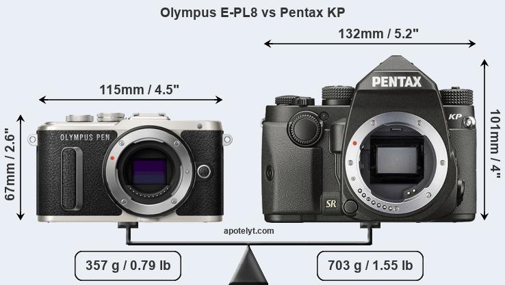 Size Olympus E-PL8 vs Pentax KP