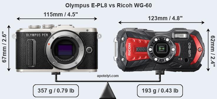 Size Olympus E-PL8 vs Ricoh WG-60