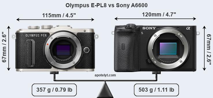 Size Olympus E-PL8 vs Sony A6600
