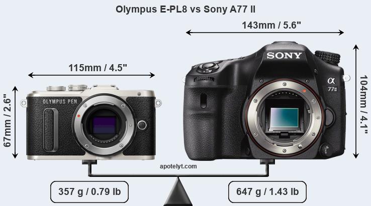 Size Olympus E-PL8 vs Sony A77 II