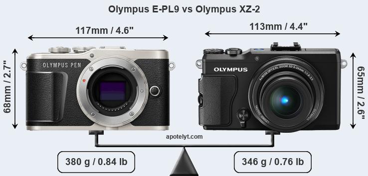 Size Olympus E-PL9 vs Olympus XZ-2