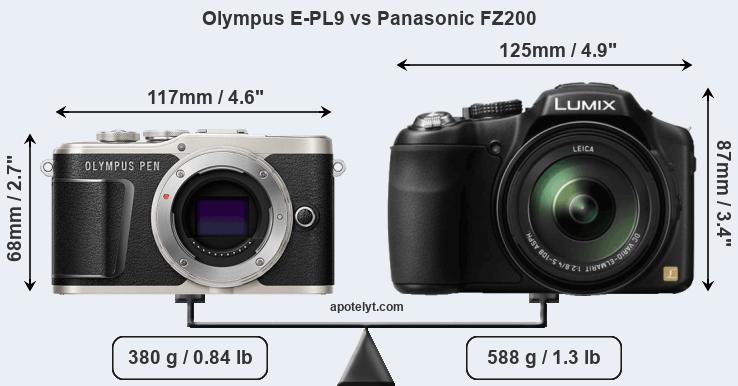 Size Olympus E-PL9 vs Panasonic FZ200