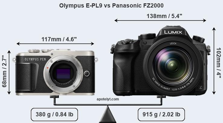Size Olympus E-PL9 vs Panasonic FZ2000