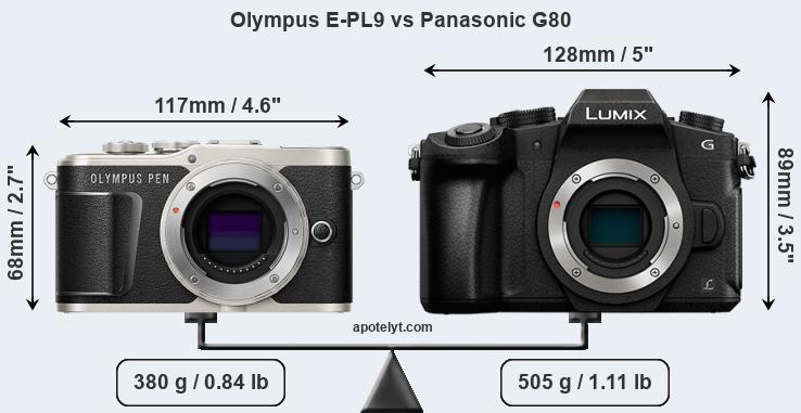 Size Olympus E-PL9 vs Panasonic G80