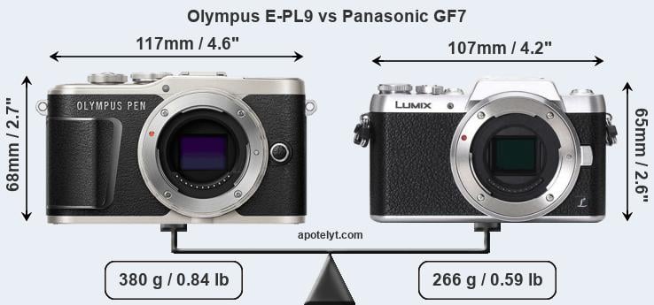 Size Olympus E-PL9 vs Panasonic GF7