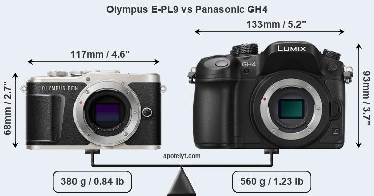 Size Olympus E-PL9 vs Panasonic GH4