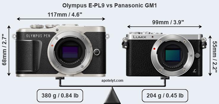 Size Olympus E-PL9 vs Panasonic GM1