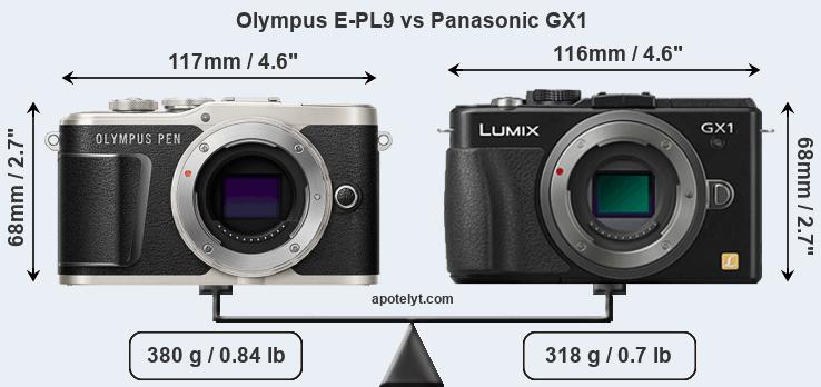 Size Olympus E-PL9 vs Panasonic GX1