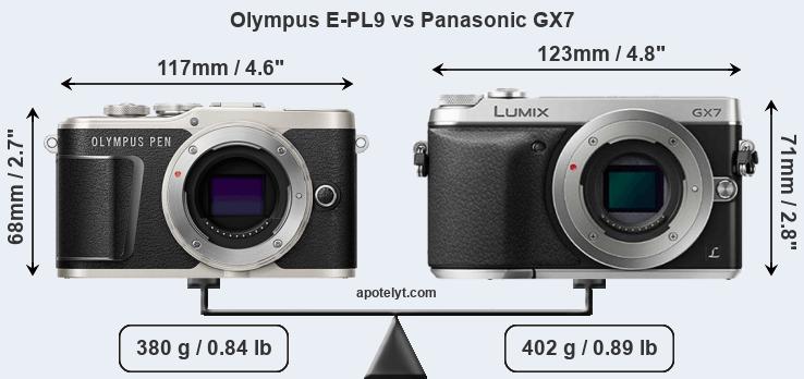Size Olympus E-PL9 vs Panasonic GX7