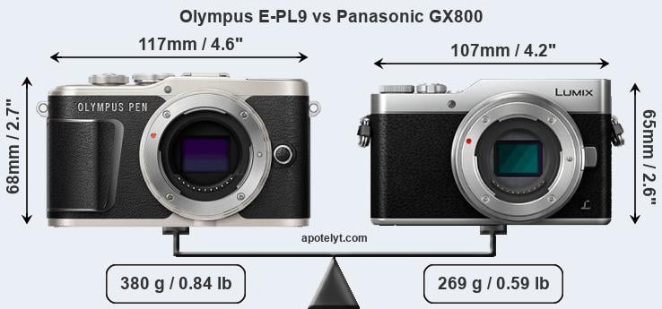 Size Olympus E-PL9 vs Panasonic GX800