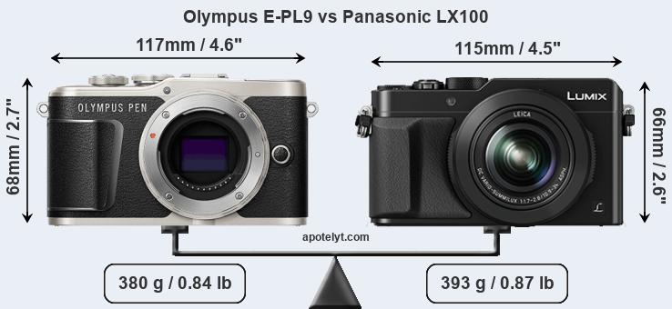 Size Olympus E-PL9 vs Panasonic LX100