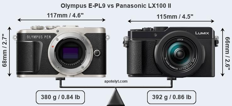 Size Olympus E-PL9 vs Panasonic LX100 II
