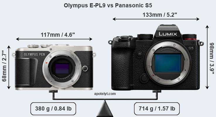 Size Olympus E-PL9 vs Panasonic S5