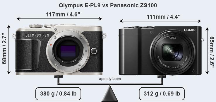 Size Olympus E-PL9 vs Panasonic ZS100