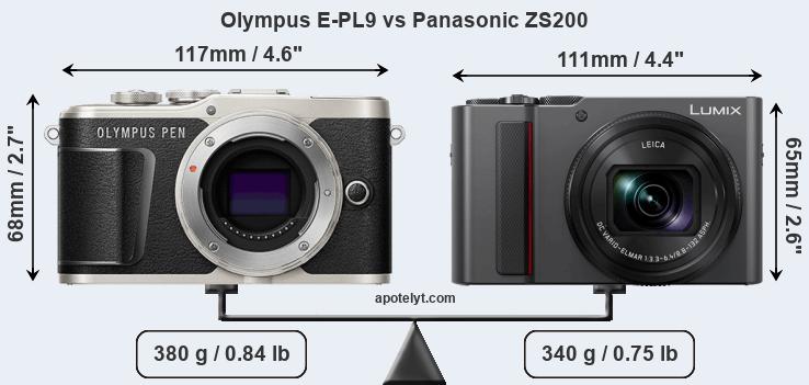 Size Olympus E-PL9 vs Panasonic ZS200