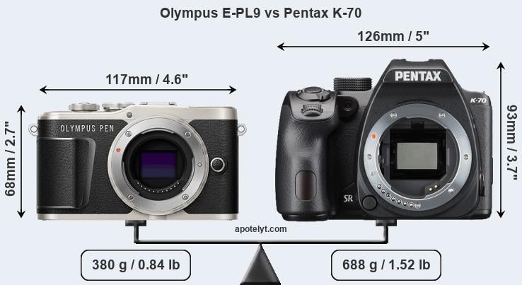 Size Olympus E-PL9 vs Pentax K-70